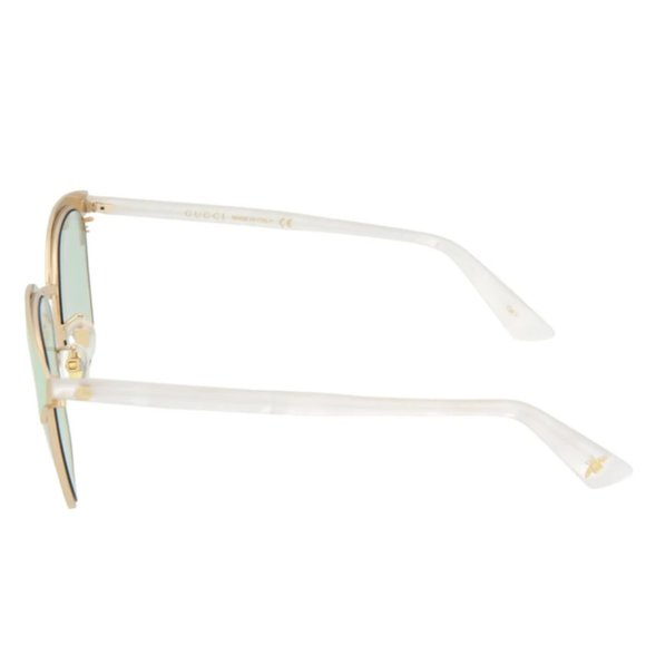Gucci Round Frame Green + Gold Sunglasses